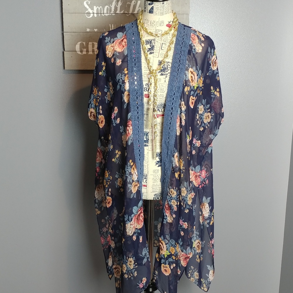 Blue floral Kimono